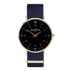 vegan nato watch. gold, black & blue