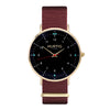 men's vegan nylon nato watch gold, black and maroon