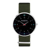 vegane uhr. nato watch silver, black & green