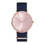 vegan nylon watch. nato watch rose gold and blue