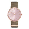 vegan nylon watch. nato watch rose gold and beige