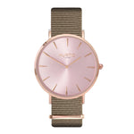 vegan nylon watch. nato watch rose gold and beige