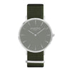 men's vegan nylon nato watch silver, white and green