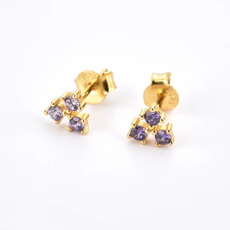 Vistosa Trio Gold Earrings- Lavender Purple Necklaces Hurtig Lane