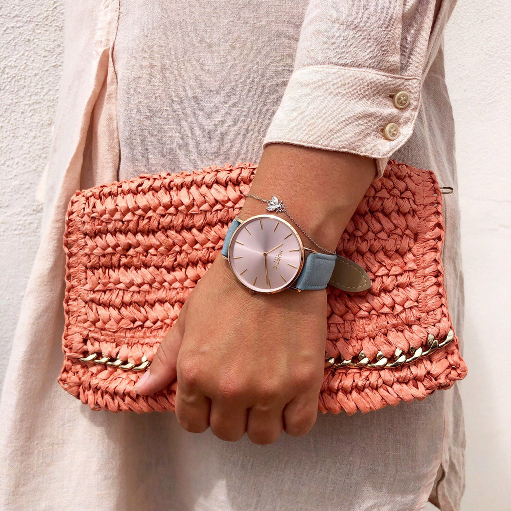 Hymnal Vegan Suede Watch All Rose Gold & Duck Egg - Hurtig Lane - sustainable- vegan-ethical- cruelty free