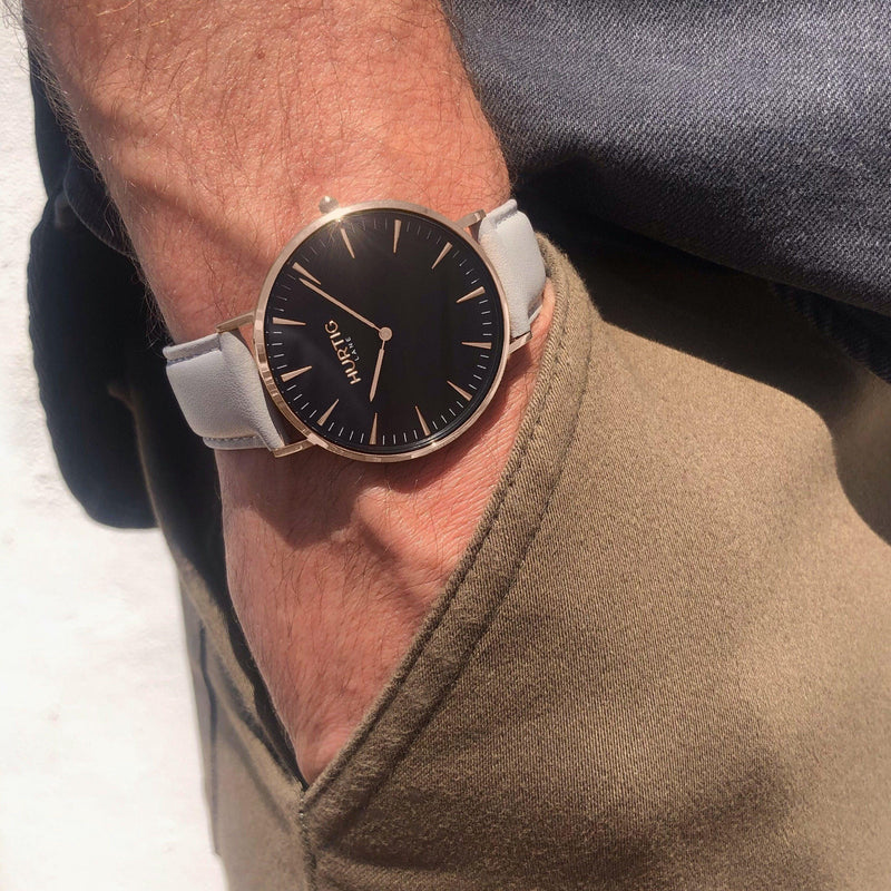 men's vegan watch in rose gold and grey