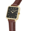 Neliö Square Vegan Leather Gold/Black/Chestnut Watch Hurtig Lane Vegan Watches