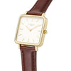 Neliö Square Vegan Leather Gold/White/Chestnut Watch Hurtig Lane Vegan Watches