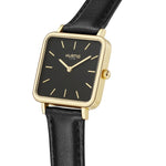 Neliö Square Vegan Leather Gold/Black/Black Watch Hurtig Lane Vegan Watches