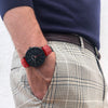 Men's vegan leather watch black & red