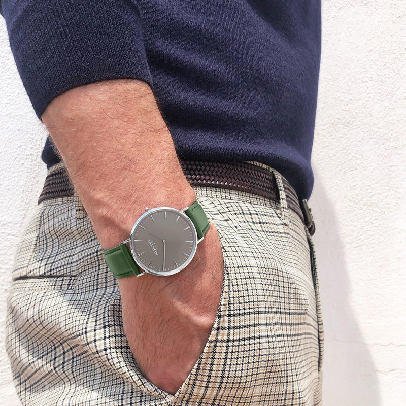 vegan watch grey and green