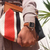 vegan square watch rose gold, black & tan