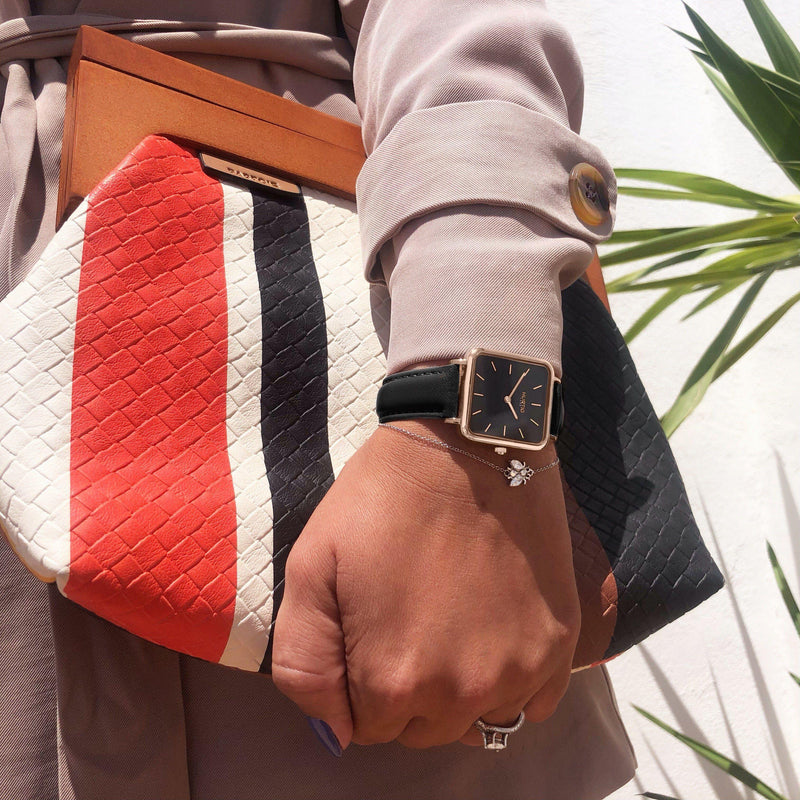 vegan square watch rose gold and black