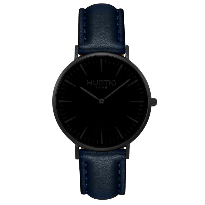 black and blue vegan watch 