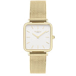 Neliö Square Stainless Steel Watch Gold, White & Gold Watch Hurtig Lane Vegan Watches