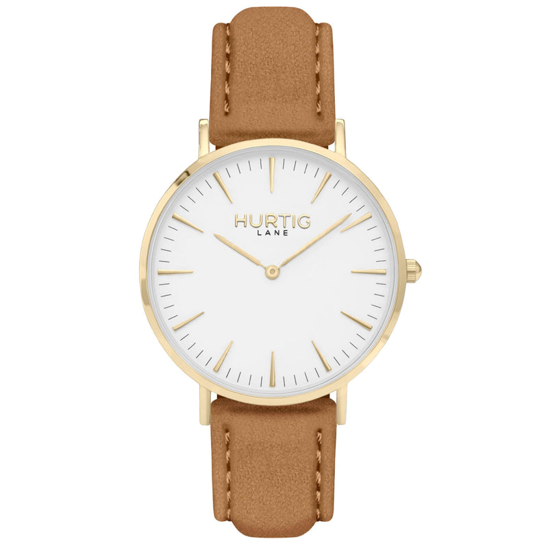 Hymnal Vegan Watch Suede Gold, White & Berry Watch Hurtig Lane Vegan Watches