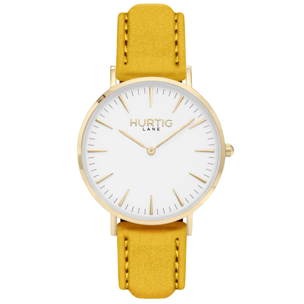 Hymnal Vegan Watch Suede Gold, White & Berry Watch Hurtig Lane Vegan Watches