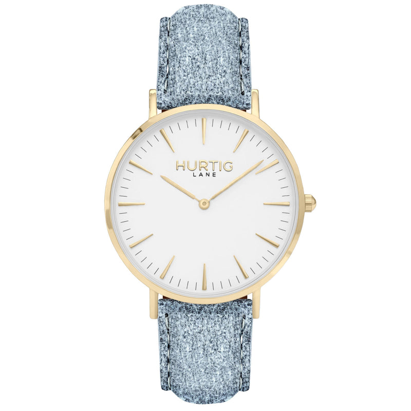 Hymnal Vegan Watch Suede Gold, White & Camel Watch Hurtig Lane Vegan Watches