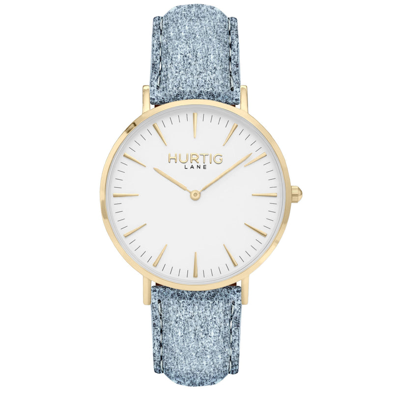 Hymnal Vegan Watch Suede Gold, White & Coral Watch Hurtig Lane Vegan Watches