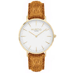 Hymnal Vegan Watch Suede Gold, White & Duck Egg Blue Watch Hurtig Lane Vegan Watches