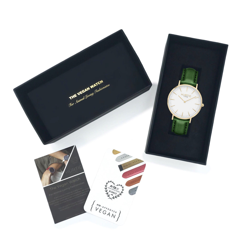 vegan watch gold and green