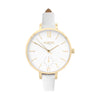 Amalfi Petite Vegan Leather Watch Gold, White & Forest Green Watch Hurtig Lane Vegan Watches