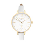 Amalfi Petite Vegan Leather Watch Gold, White & Grey Watch Hurtig Lane Vegan Watches