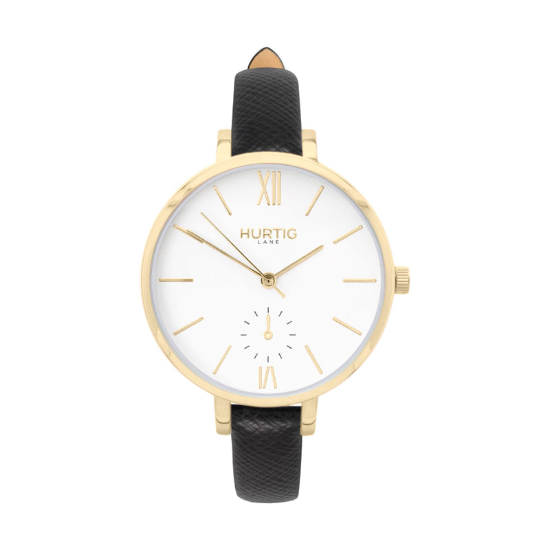 Amalfi Petite Vegan Leather Watch Gold, White & Tan Watch Hurtig Lane Vegan Watches