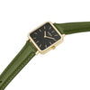 Neliö Square CACTUS Leather Watch Gold,Black & Green Watch Hurtig Lane Vegan Watches