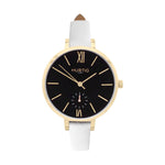 Amalfi Petite Vegan Leather Watch Gold, Black & Forest Green Watch Hurtig Lane Vegan Watches