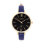 Amalfi Petite Vegan Leather Watch Gold, Black & Coral Watch Hurtig Lane Vegan Watches