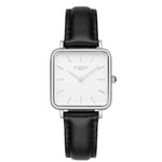 Neliö Square Stainless Steel Watch Silver, White & Silver Watch Hurtig Lane Vegan Watches