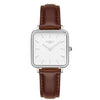 Neliö Square Vegan Leather Silver/White/Chestnut Watch Hurtig Lane Vegan Watches