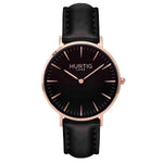 rose gold and black vegan watch