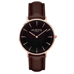 hurtig lane vegan watch rose gold and dark brown- vegane uhr