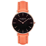 Mykonos Vegan Leather Watch Rose Gold, Black & Cloud Watch Hurtig Lane Vegan Watches