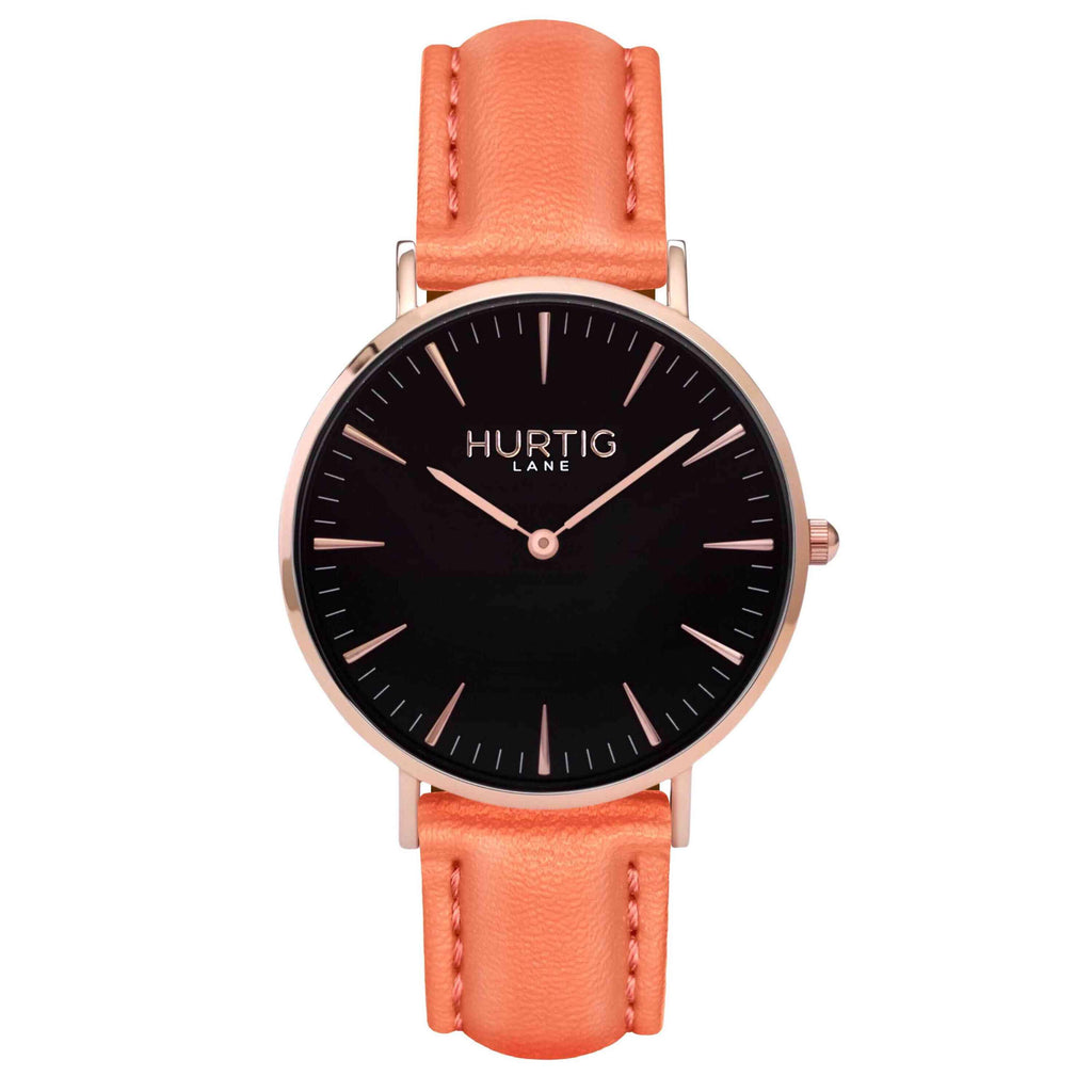 hurtig lane vegan watch rose gold and coral- vegane uhr