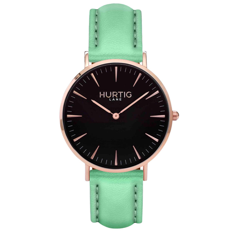 rose gold and mint green vegan watch