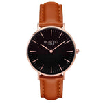 Mykonos Vegan Leather Watch Rose Gold, Black & Cloud Watch Hurtig Lane Vegan Watches