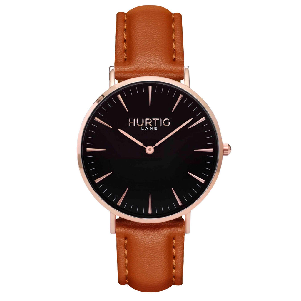 Vegan leather watch Rose gold and tan 