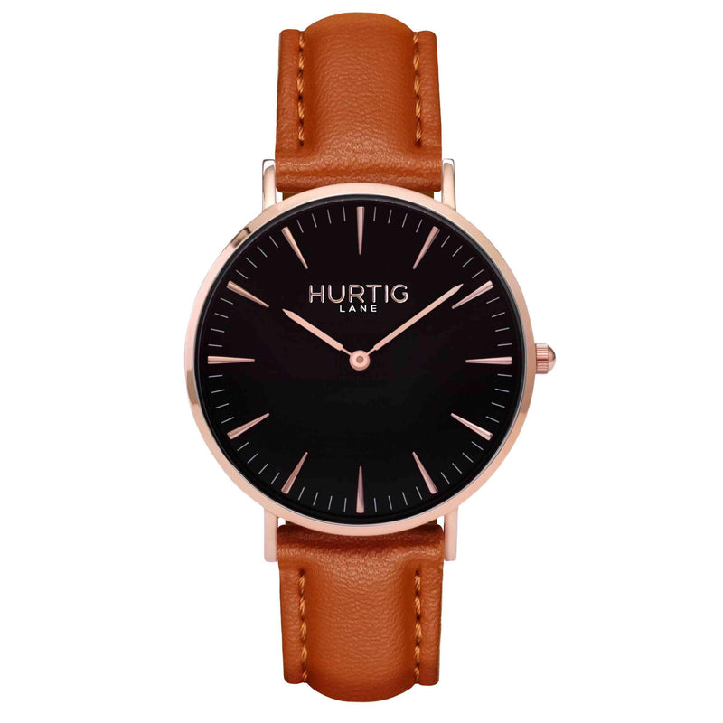 hurtig lane vegan watch rose gold and tan- vegane uhr