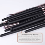 Vegan Makeup Brush Set- Sophistication. Sustainable Wood and Rose Gold Makeup Brushes Hurtig Lane