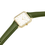 Neliö Square CACTUS Leather Watch Gold, White & Green Watch Hurtig Lane Vegan Watches