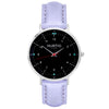 hurtig lane vegan leather watch silver,  black & lilac vegane uhren