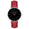 Moderna Vegan Leather Watch Silver, Black & Coral Watch Hurtig Lane Vegan Watches