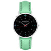 hurtig lane vegan leather watch silver,  black & mint vegane uhren