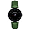 hurtig lane vegan leather watch silver, black & green vegane uhren