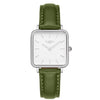 Neliö Square CACTUS Leather Watch Silver, White & Green Watch Hurtig Lane Vegan Watches