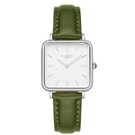 Neliö Square CACTUS Leather Watch Silver, White & Black Watch Hurtig Lane Vegan Watches