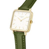 Neliö Square CACTUS Leather Watch Gold, White & Green Watch Hurtig Lane Vegan Watches